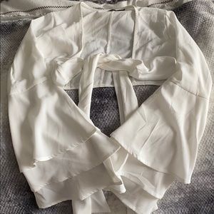 White Front Tie Blouse